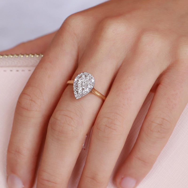 Pear Ring with 0.5ct Diamonds in 9K Yellow Gold